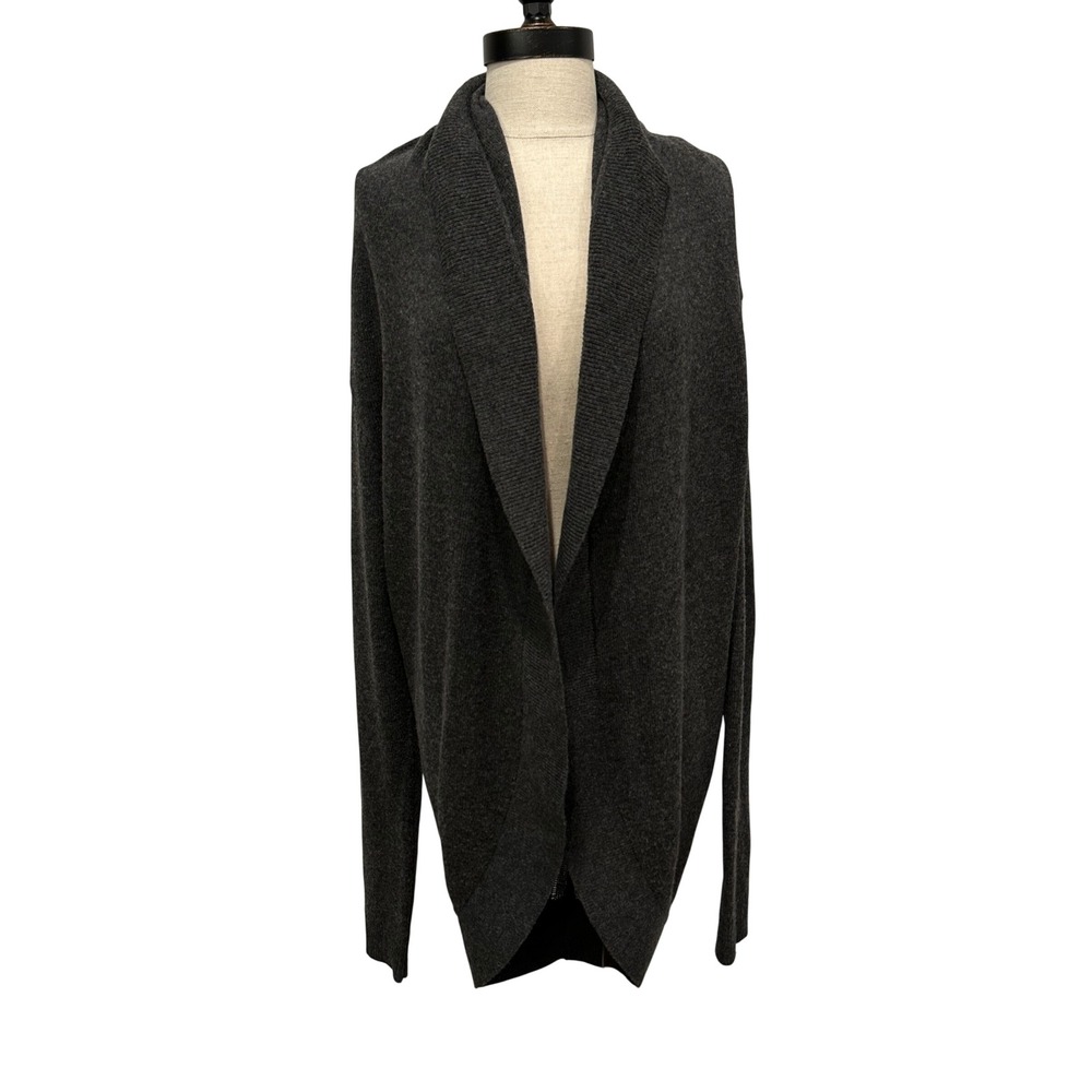 AllSaints Spitalfields Calvay Cardigan Charcoal Grey Wool Open Front Medium